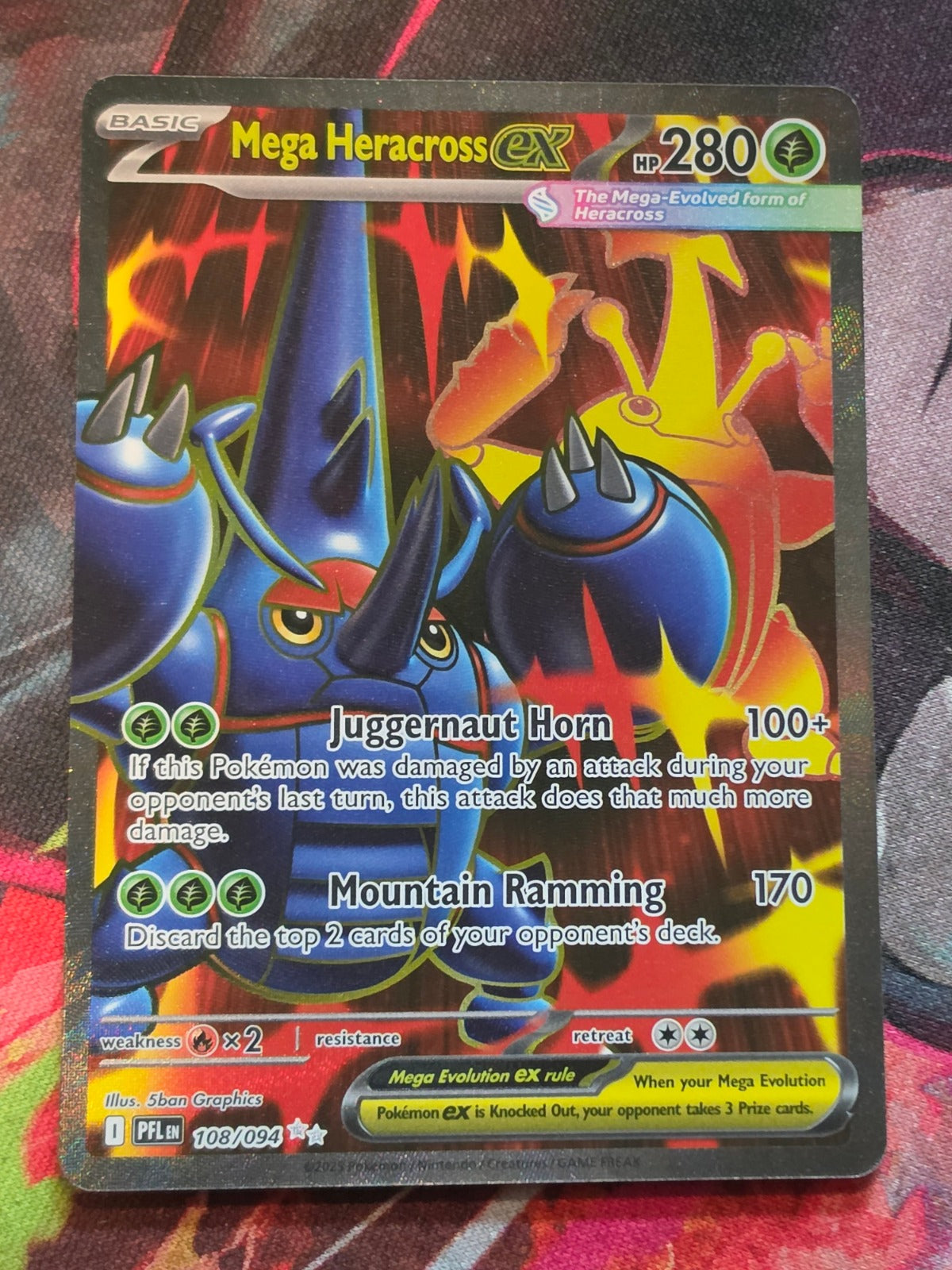 Mega Heracross ex Ultra Rare Phantasmal Flames 108/094 NM Pokemon