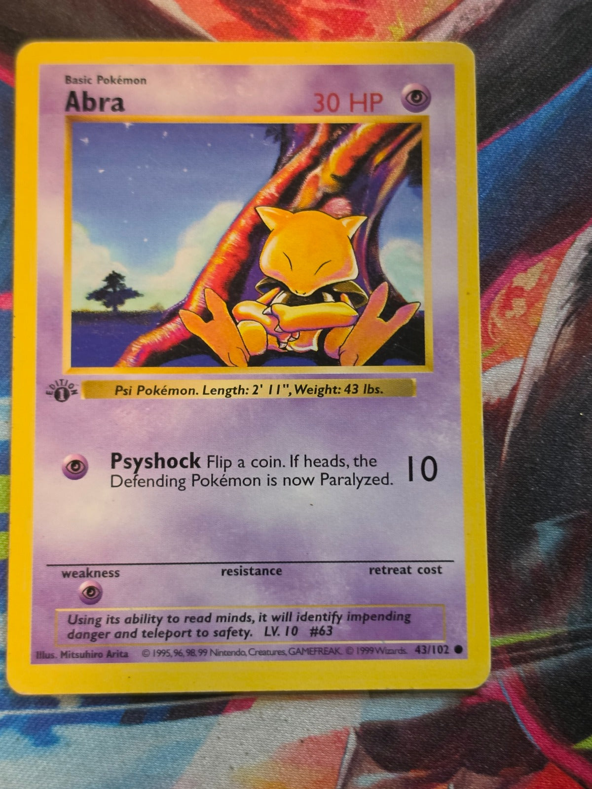 Abra 1st Edition Shadowless Base Set Common 043/102 LP Pokemon