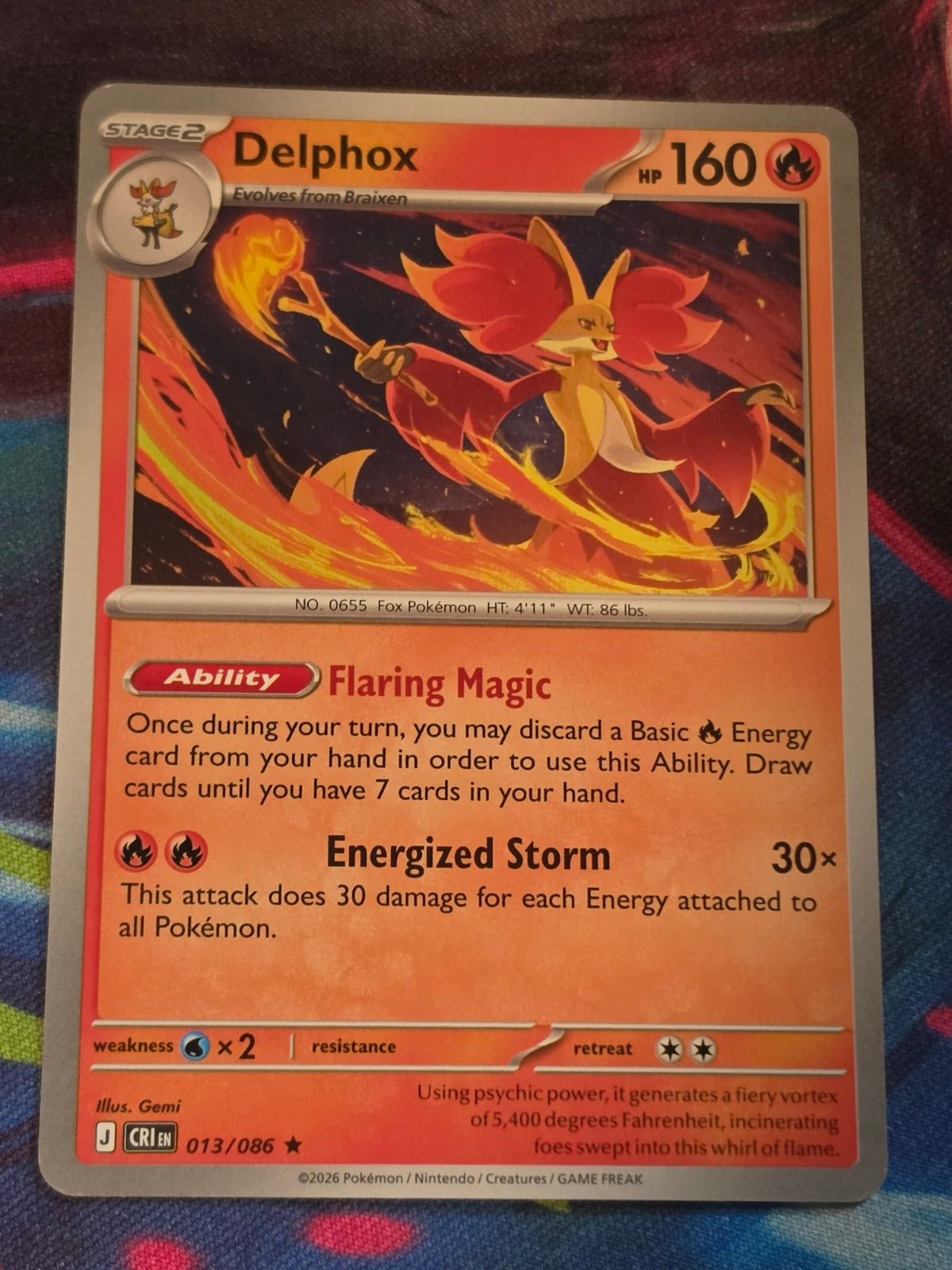 Delphox (Non-Holo) Holo Rare Deck Exclusives 013/086 NM Pokemon
