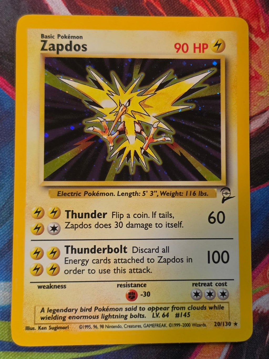 Zapdos Holo Rare Base Set 2 020/130 LP Pokemon