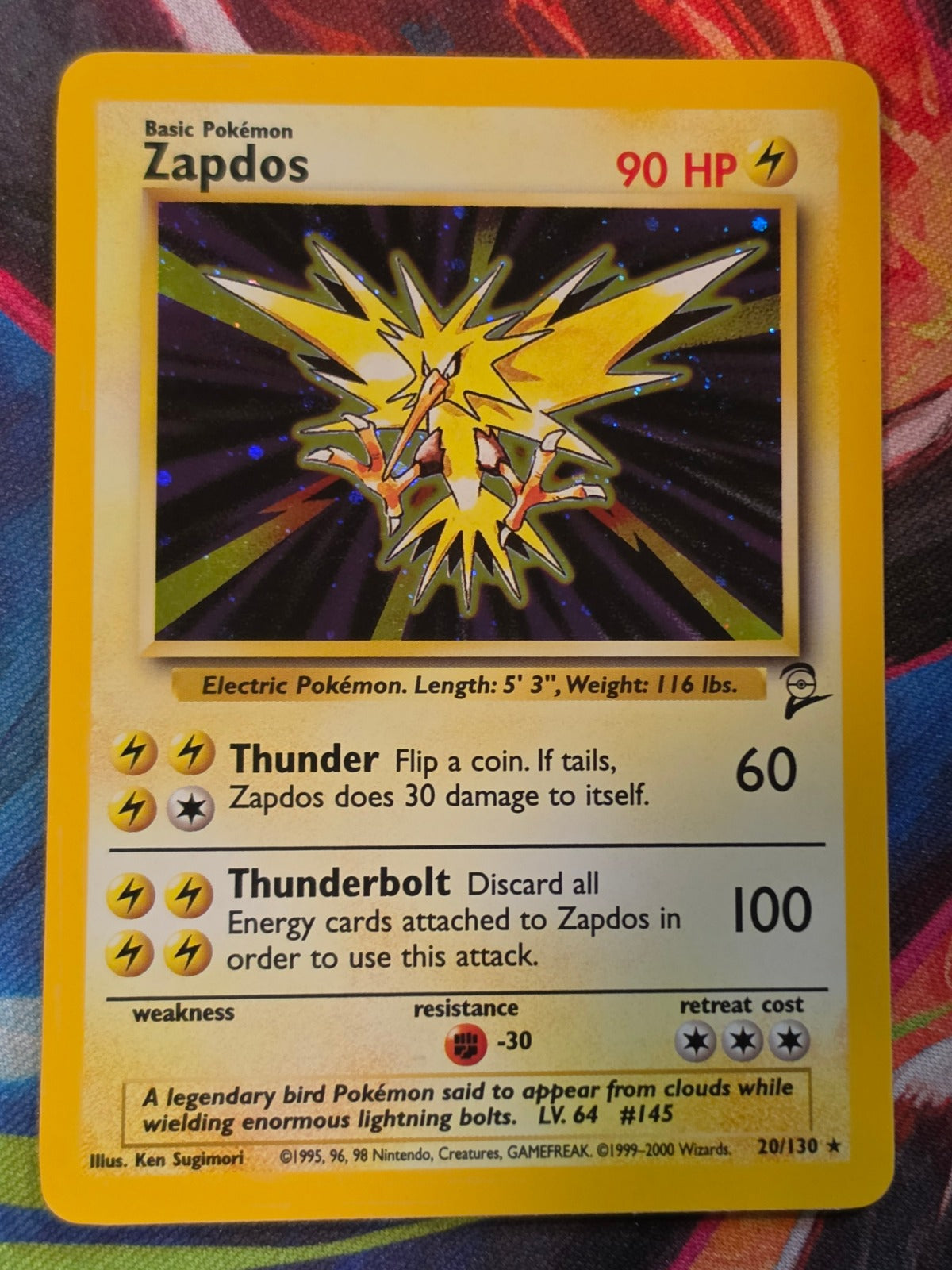 Zapdos Holo Rare Base Set 2 020/130 LP Pokemon