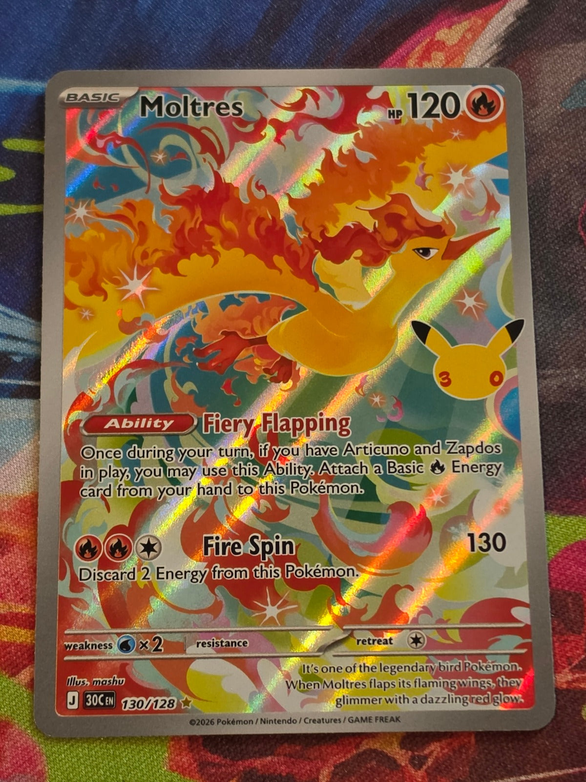 Moltres - 130/128 - ME: 30th Celebration - Illustration Rare - NM - Pokemon