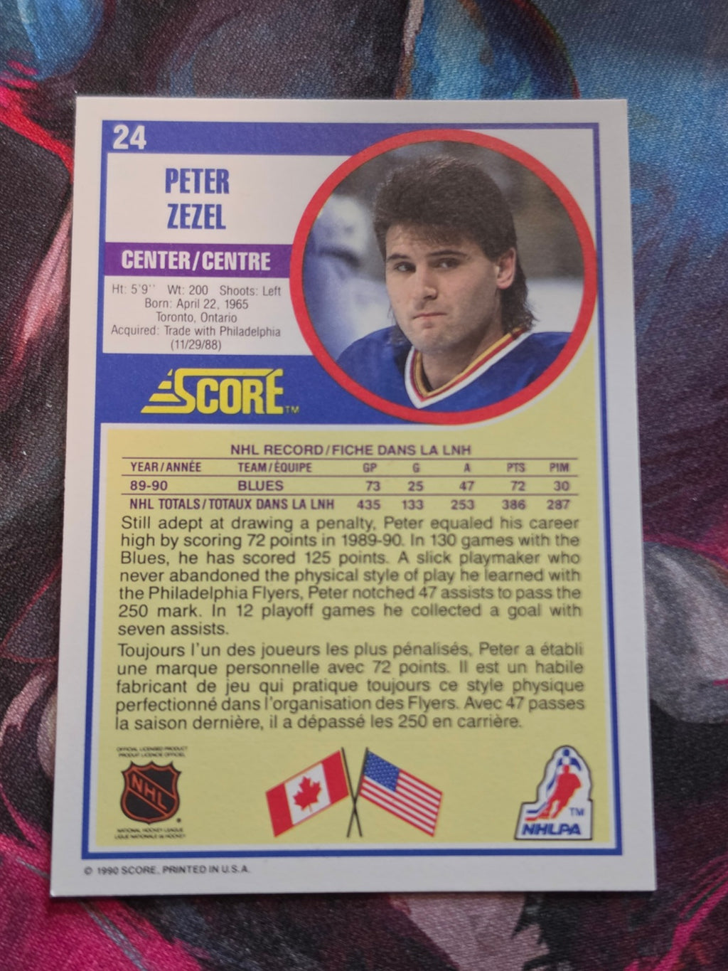 Peter Zezel 1990-91 Score Canadian #24 NM Hockey (Back)