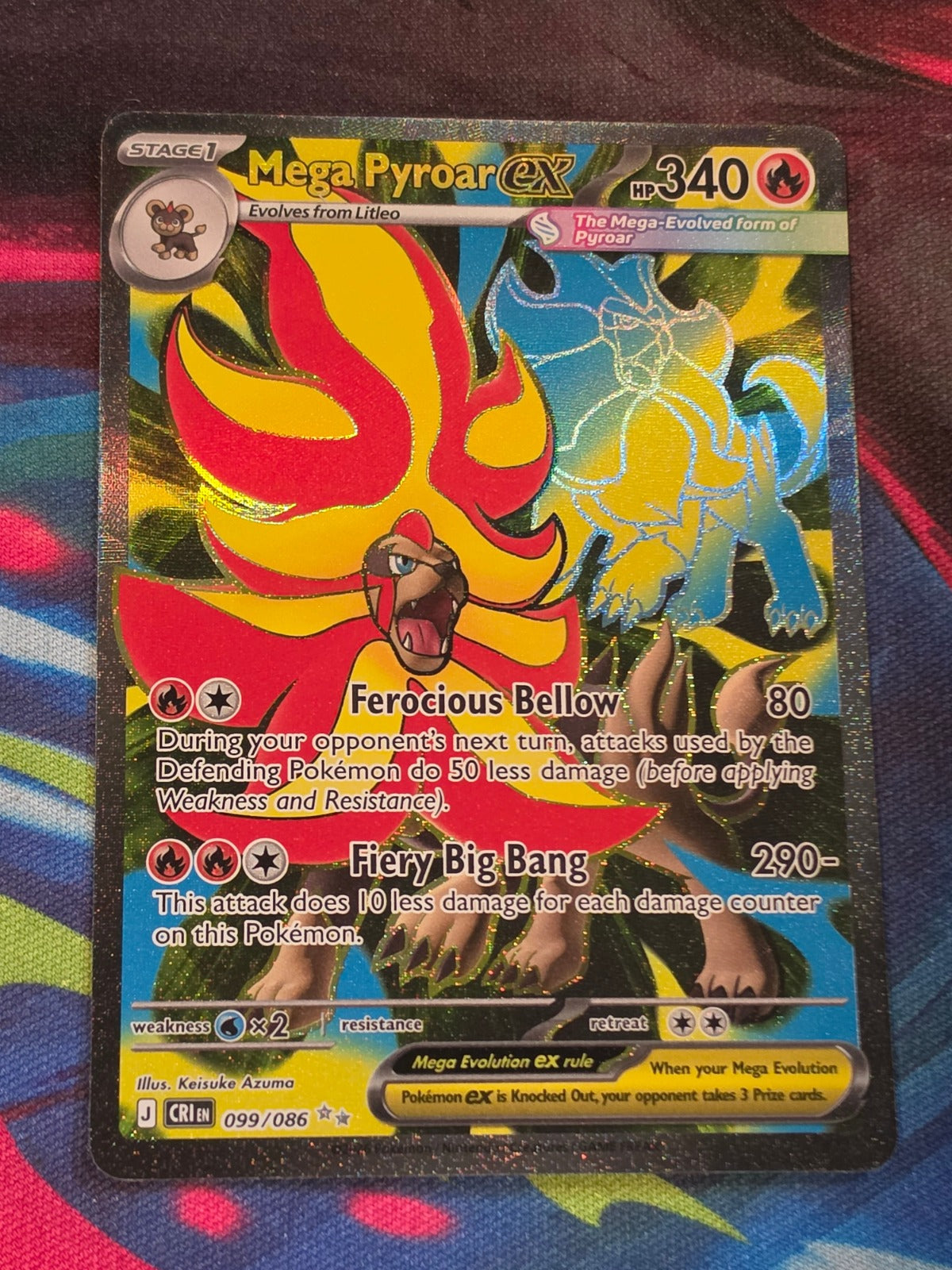 Mega Pyroar ex Ultra Rare Chaos Rising 099/086 NM Pokemon