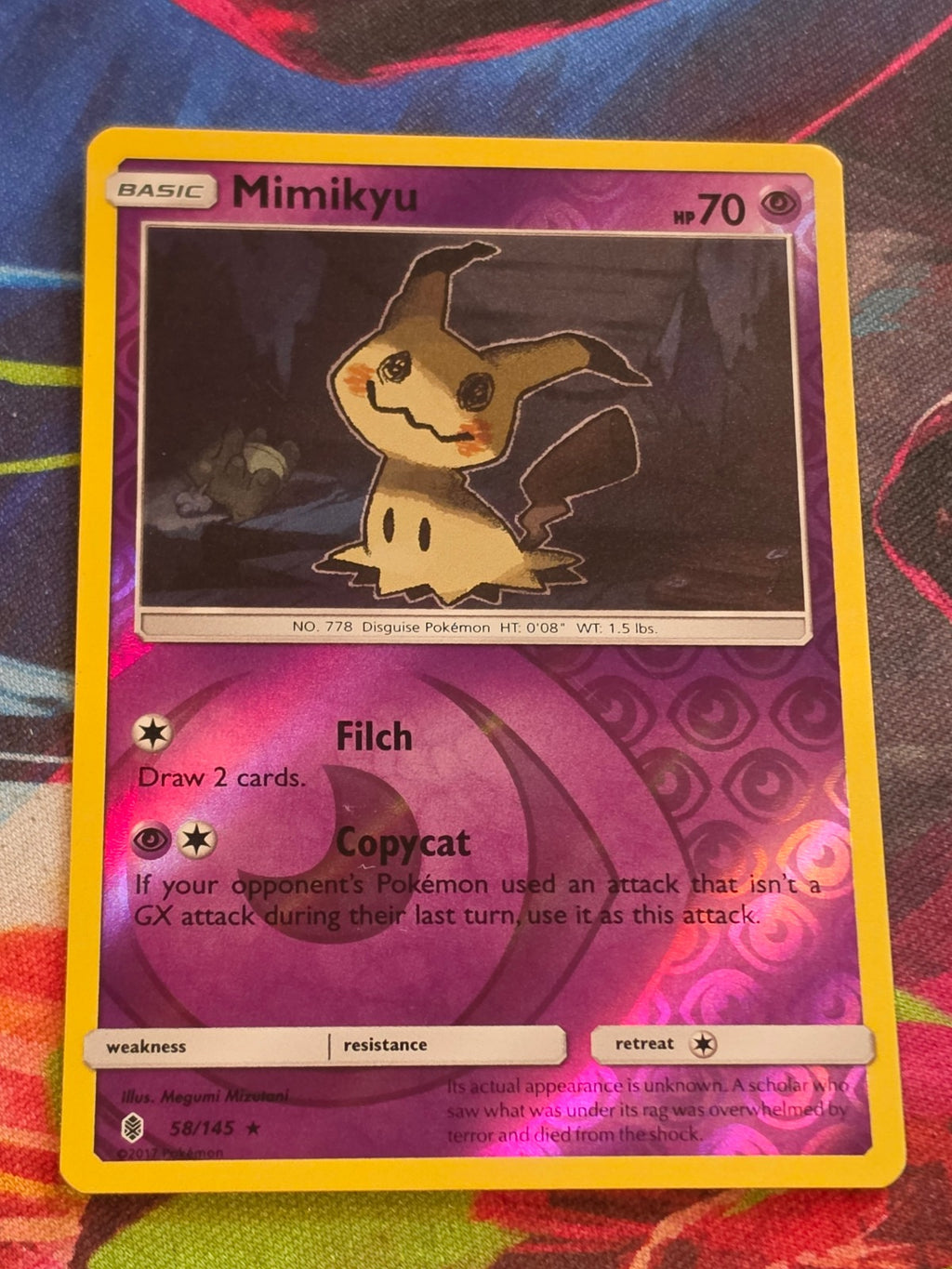 Mimikyu - 58/145 - SM - Guardians Rising - Holo Rare - Reverse Holo - LP - Pokemon