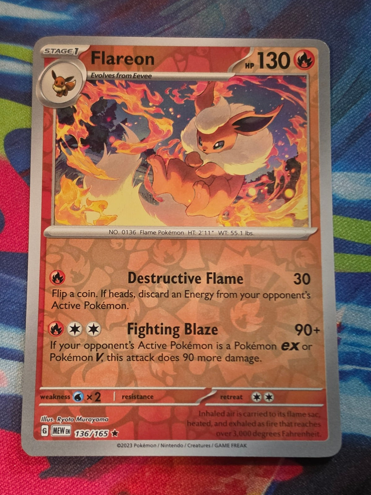 Flareon Reverse Holo Rare SV: Scarlet & Violet 151 136/165 NM