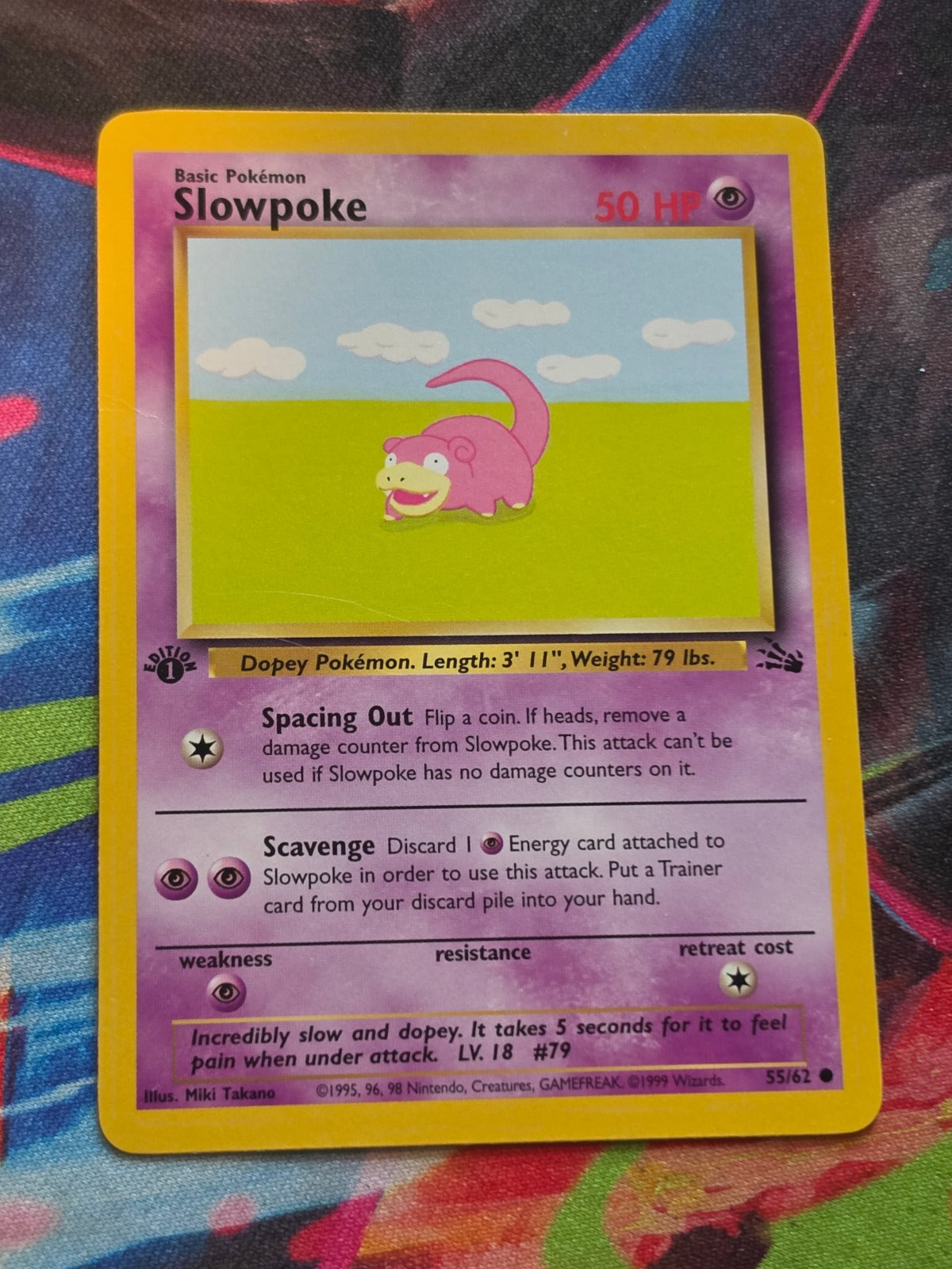 Slowpoke 1st Edition Common Fossil 55/62 LP Pokemon