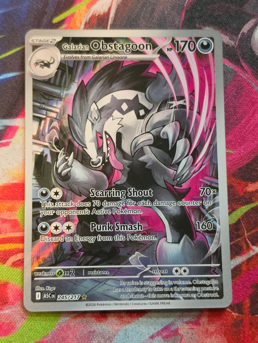 Galarian Obstagoon Illustration Rare ME: Ascended Heroes 245/217 NM Pokemon