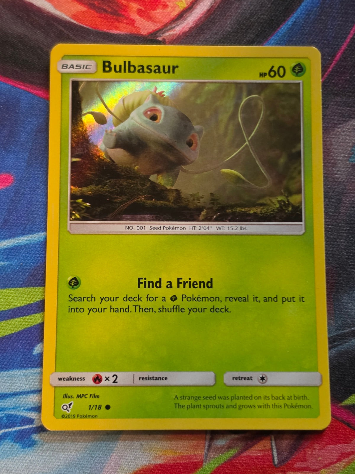 Bulbasaur Holo Common Detective Pikachu 1/18 NM Pokemon
