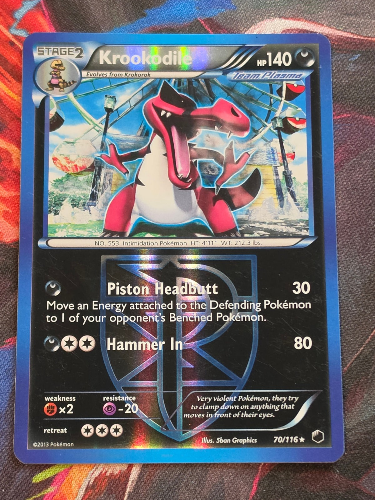Krookodile (Team Plasma) - 70/116 - Plasma Freeze - Rare - Reverse Holo - NM - Pokemon