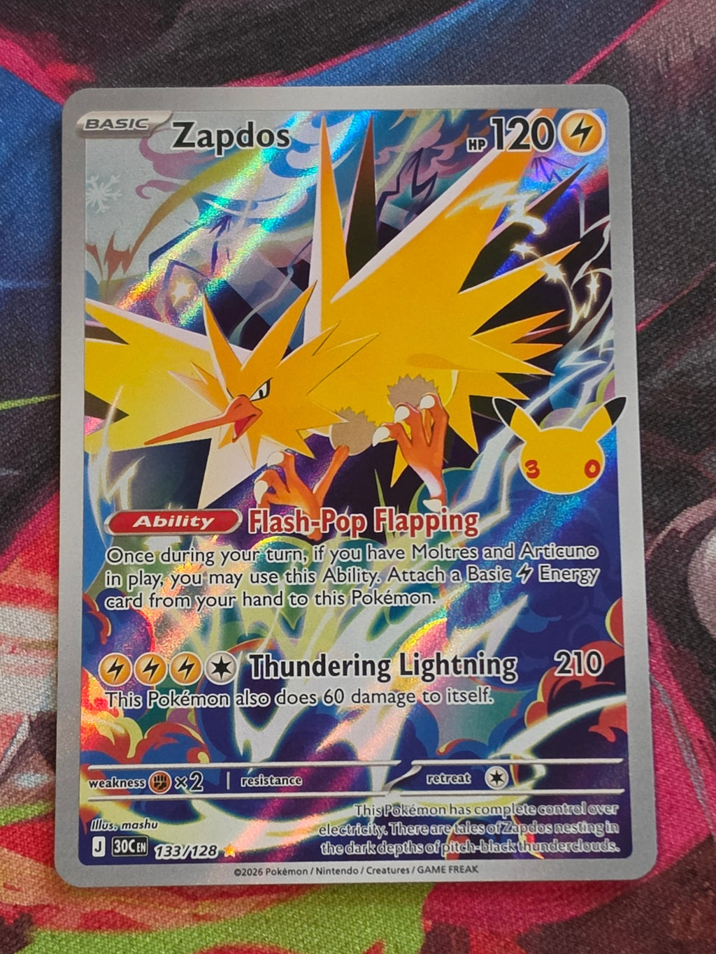 Zapdos - 133/128 - ME: 30th Celebration - Illustration Rare - NM - Pokemon