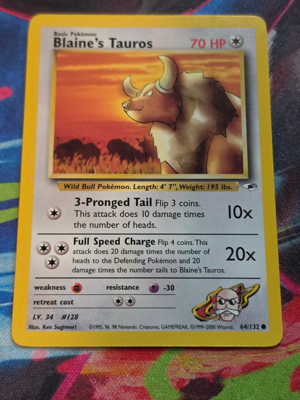 Blaine's Tauros - 064/132 - Gym Heroes - Common - Unlimited - NM Pokemon