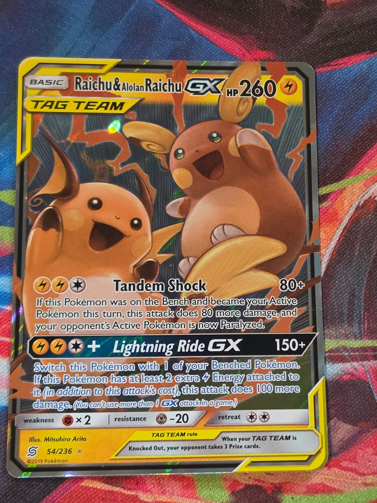 Raichu & Alolan Raichu GX Ultra Rare Unified Minds 54/236 LP Pokemon