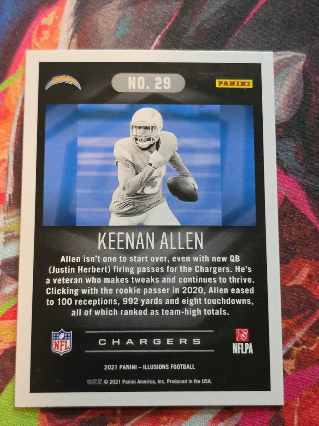 Keenan Allen 2021 Panini Illusions 29 NM Football (Back)