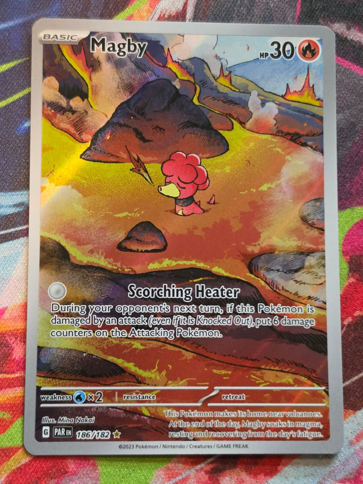 Magby Illustration Rare SV04: Paradox Rift 186/182 NM Pokemon