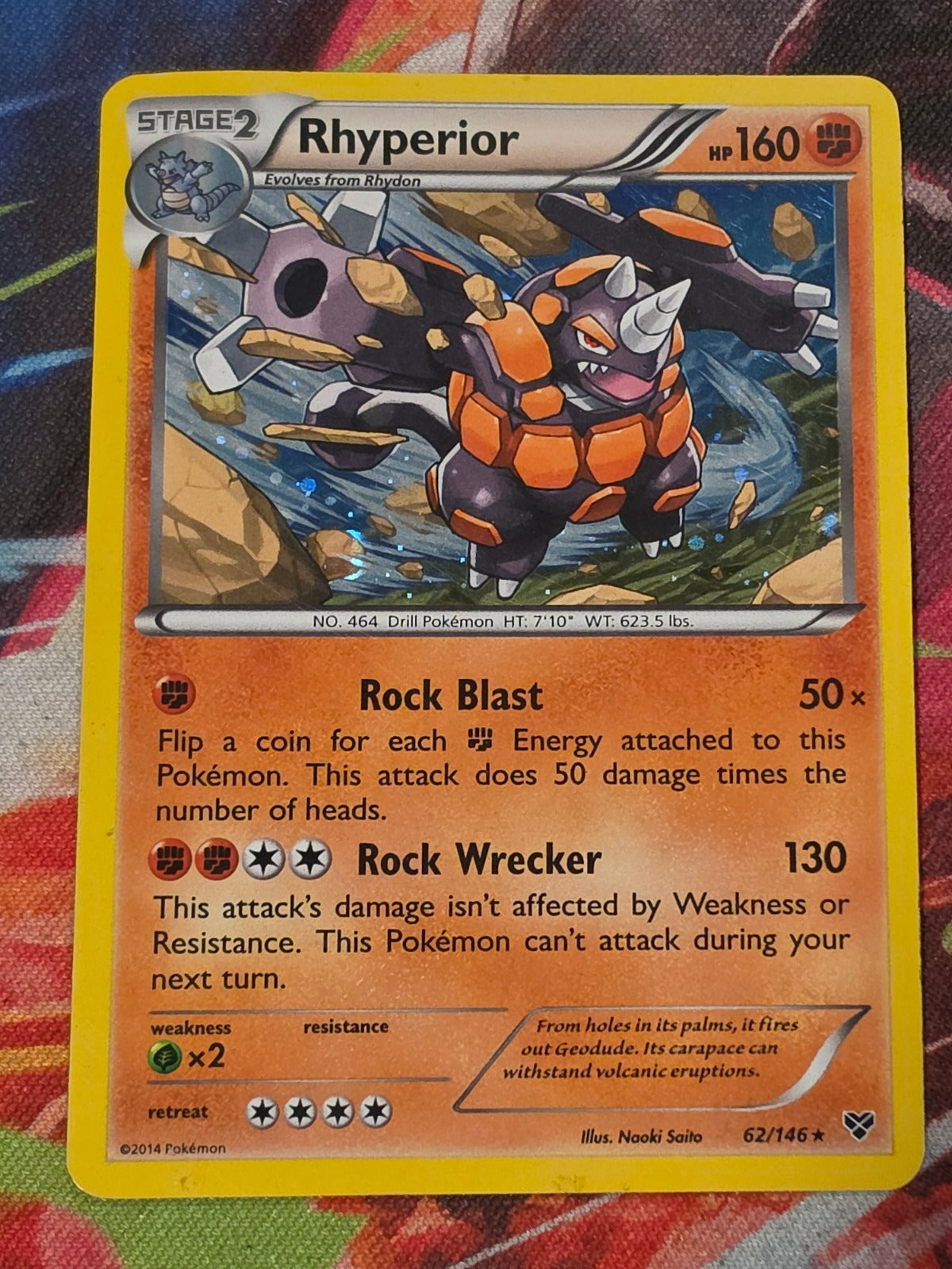 Rhyperior Holo Rare XY Base Set 62/146 DMG Pokemon