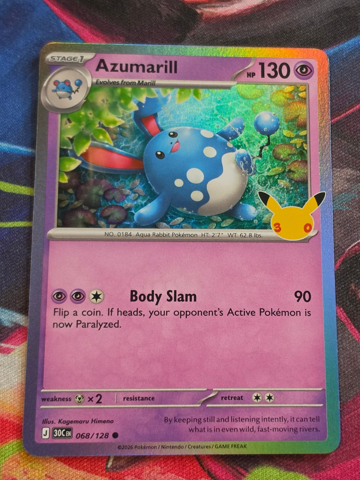 Azumarill - 068/128 - ME: 30th Celebration - Common - NM - Pokemon
