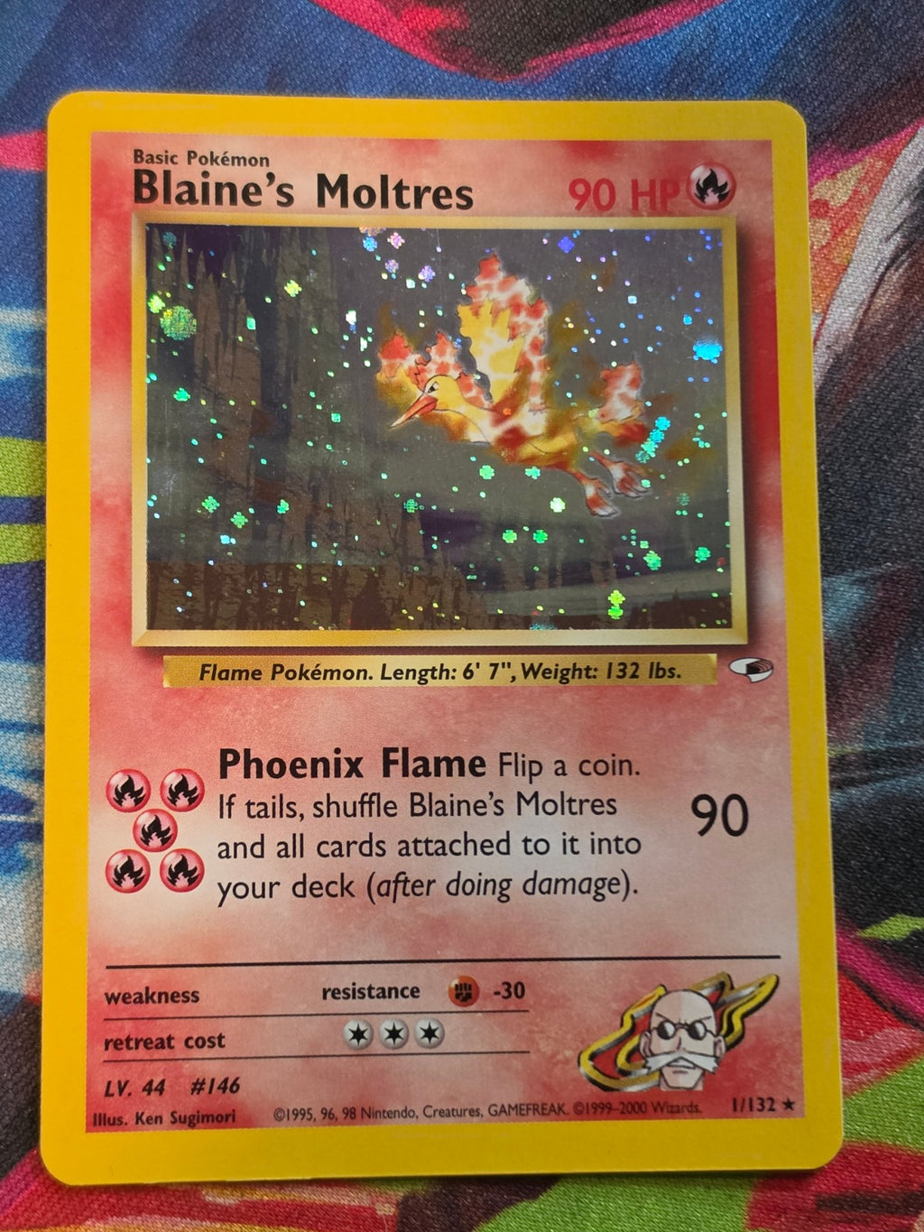 Blaine's Moltres Holo Rare Unlimited Gym Heroes 001/132 NM-/LP+ Pokemon