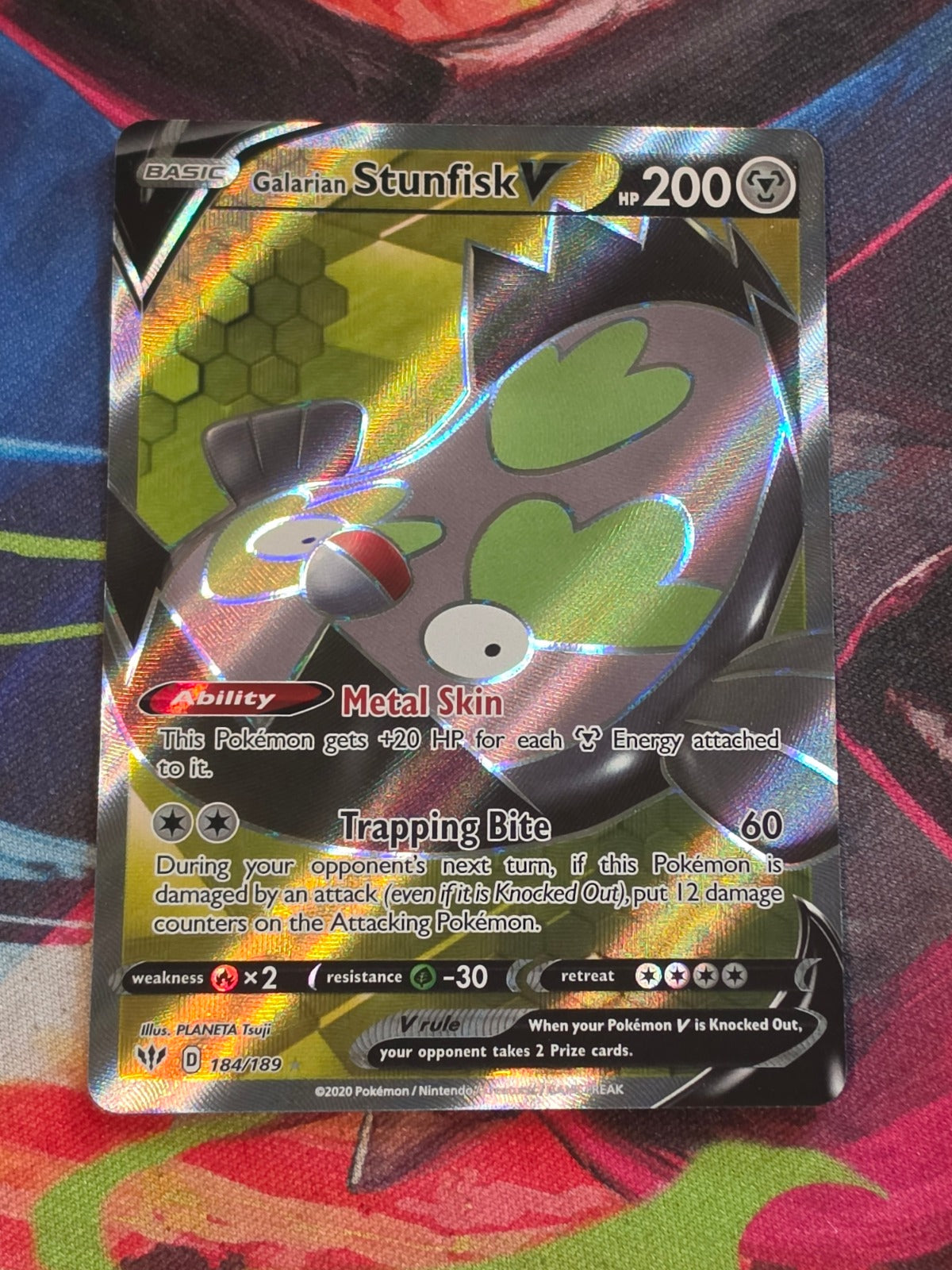 Galarian Stunfisk V (Full Art) Ultra Rare SWSH03: Darkness Ablaze 184/189 NM Pokemon