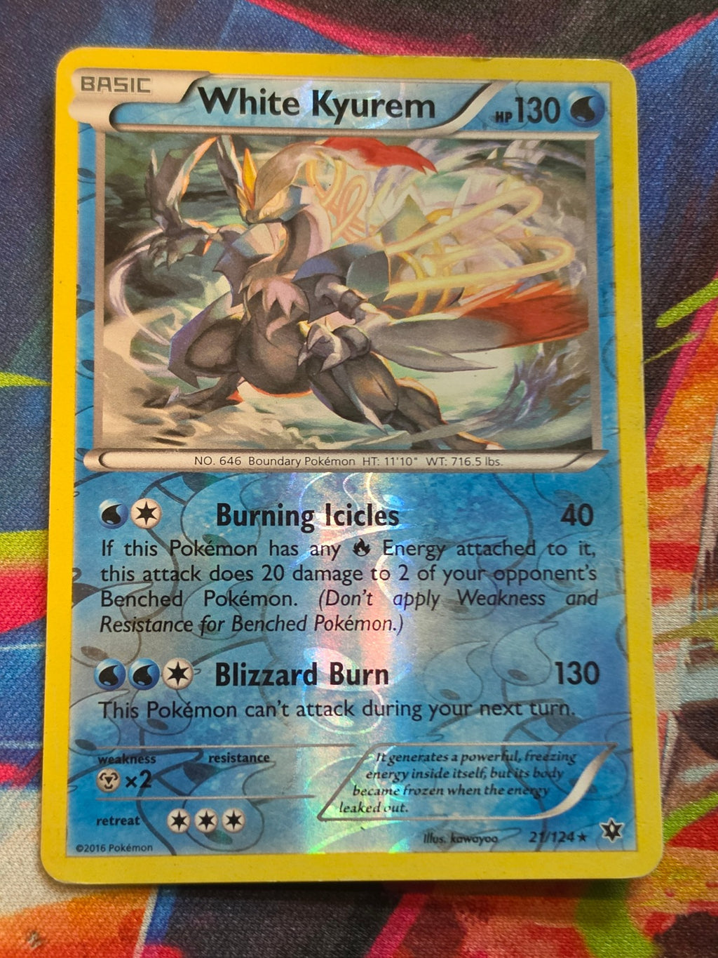 White Kyurem Reverse Holo - 21/124 - XY - Fates Collide - Holo Rare - HP Pokemon