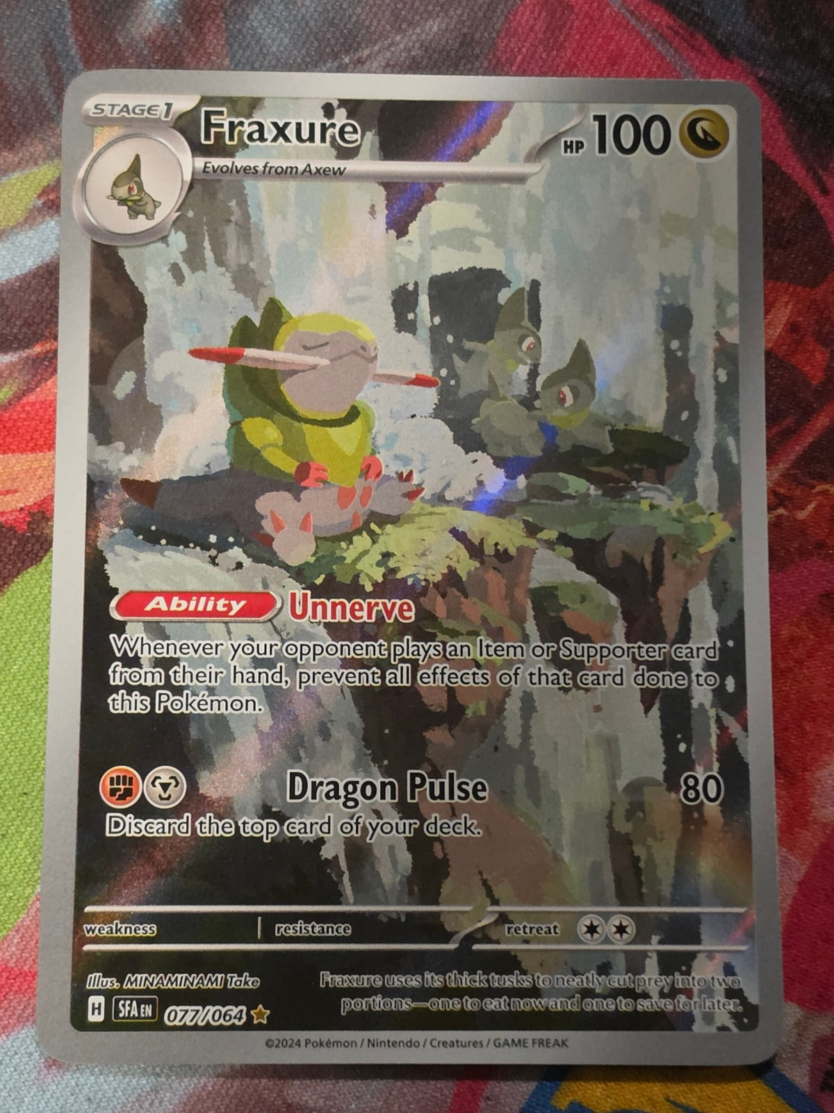 Fraxure Illustration Rare SV: Shrouded Fable 077/064 NM Pokemon