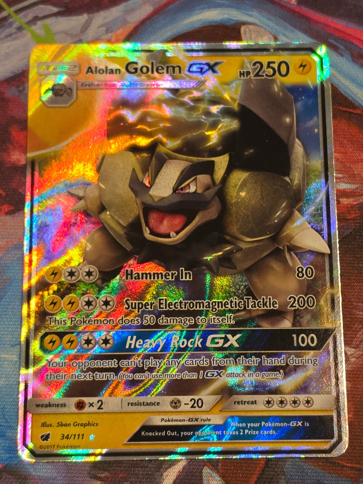 Alolan Golem GX Ultra Rare SM - Crimson Invasion 34/111 NM-/LP+ Pokemon