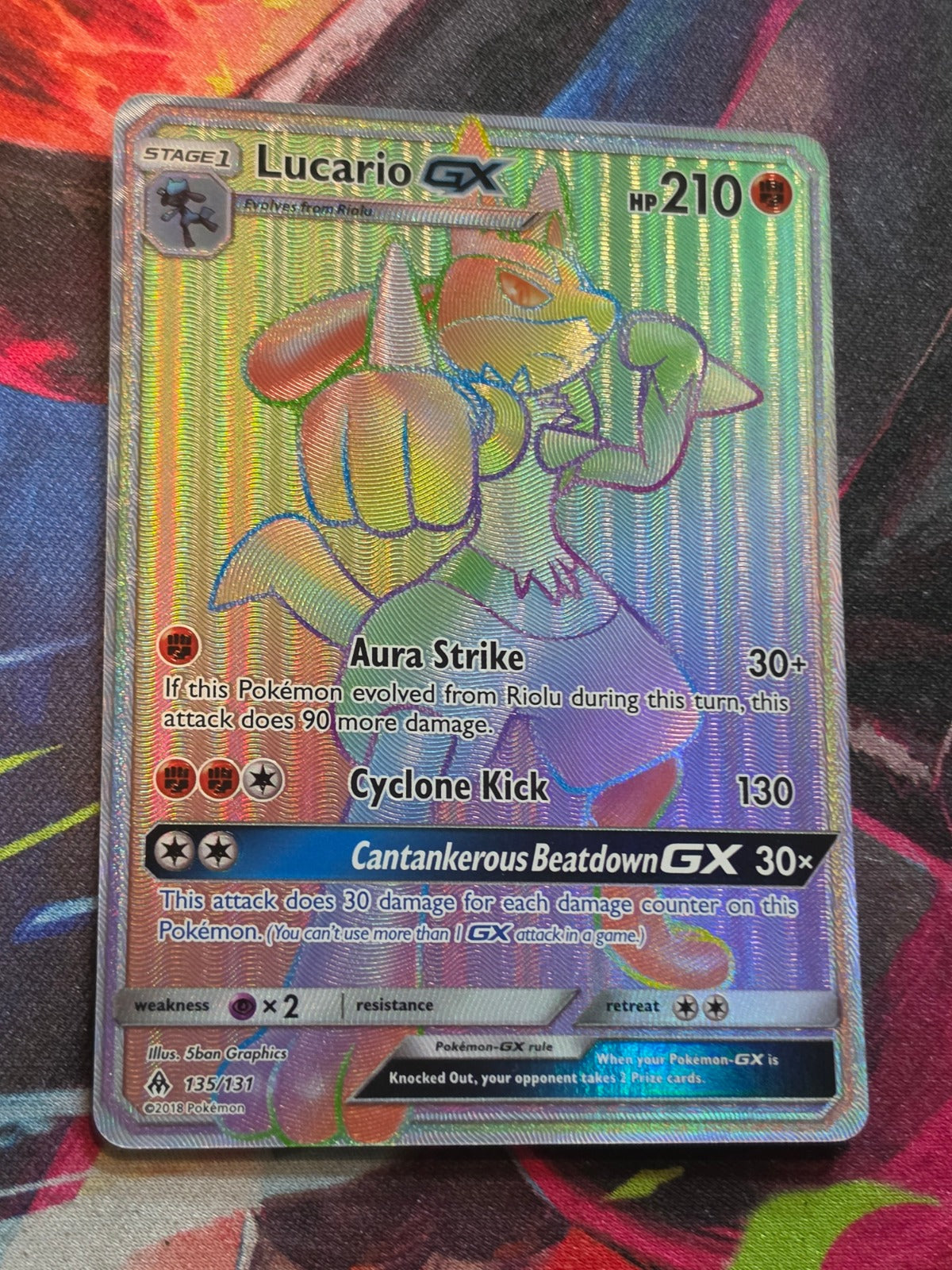 Lucario GX Secret Rare Forbidden Light 135/131 NM Pokemon