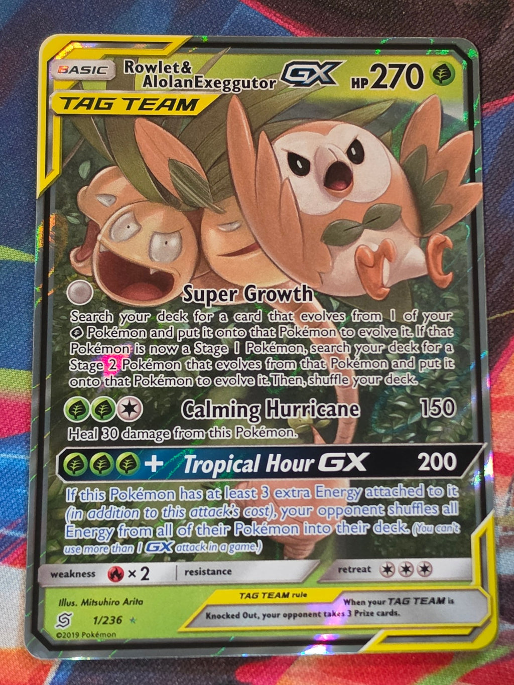 Rowlet & Alolan Exeggutor GX Ultra Rare Unified Minds 1/236 NM Pokemon
