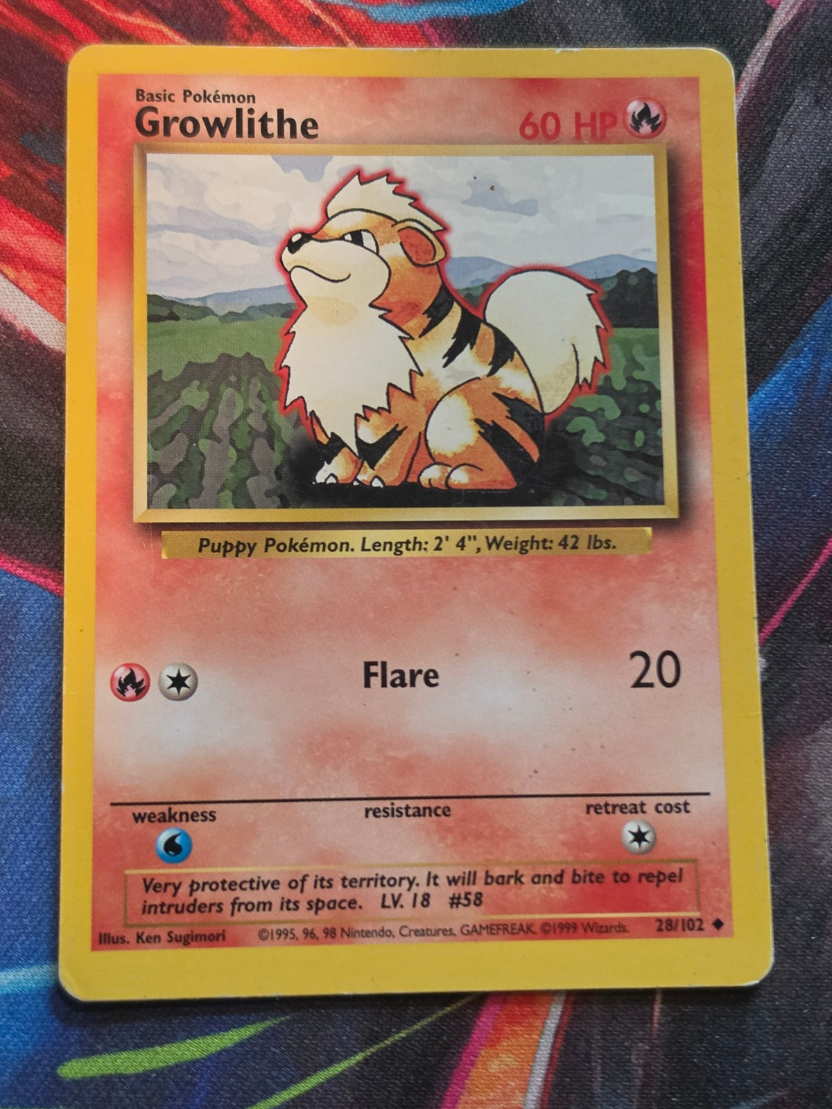 Growlithe Unlimited Base Set Uncommon 028/102 HP Pokemon
