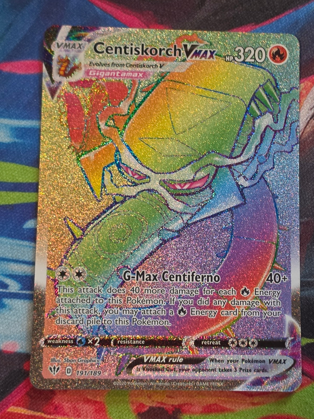 Centiskorch VMAX (Secret) Secret Rare SWSH03: Darkness Ablaze 191/189 NM Pokemon