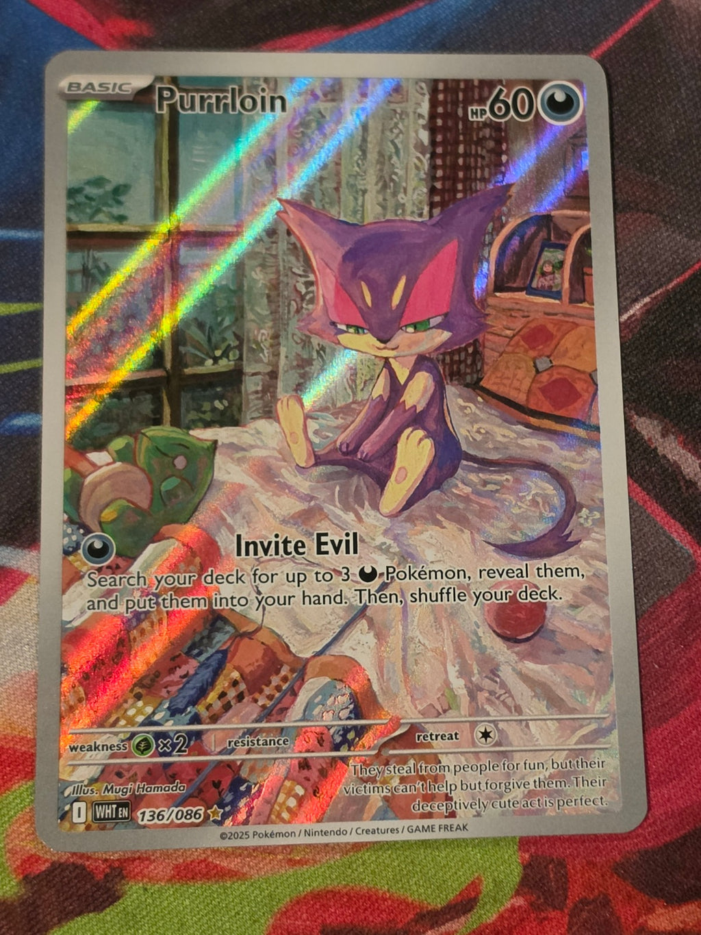 Purrloin Illustration Rare White Flare 136/086 NM Pokemon