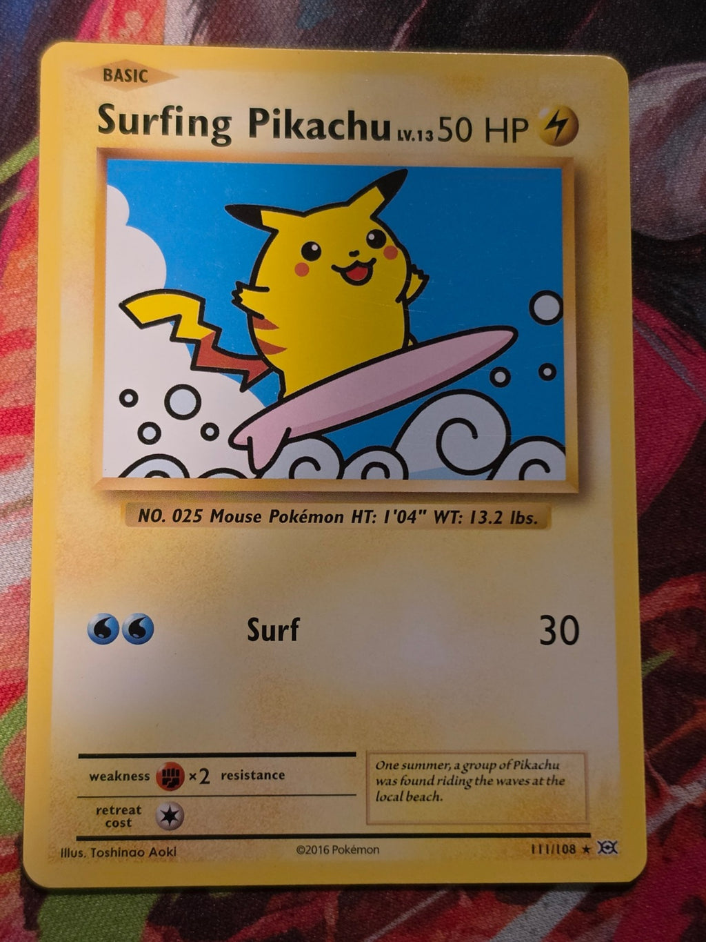 Surfing Pikachu Secret Rare XY - Evolutions 111/108 LP+ Pokemon