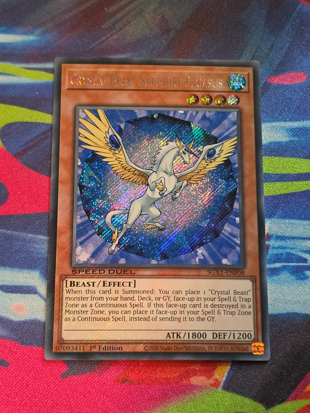 Crystal Beast Sapphire Pegasus Secret Rare Speed Duel GX: Duel Academy Box SGX1-ENF08 1st Edition 1st Edition LP Yu-Gi-Oh!