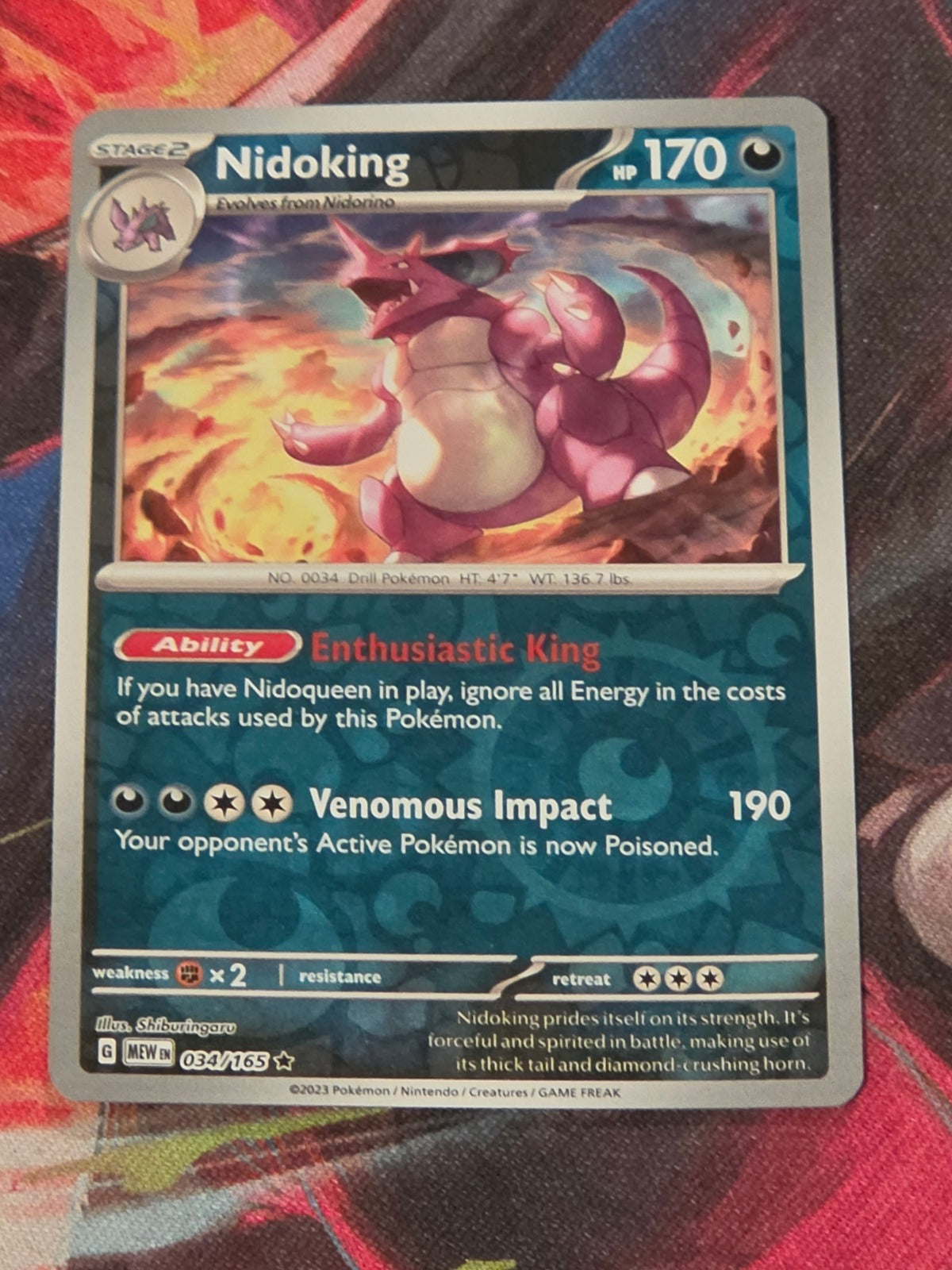 Nidoking - 034/165 - SV: Scarlet & Violet 151 - Rare - Reverse Holo - NM Pokemon