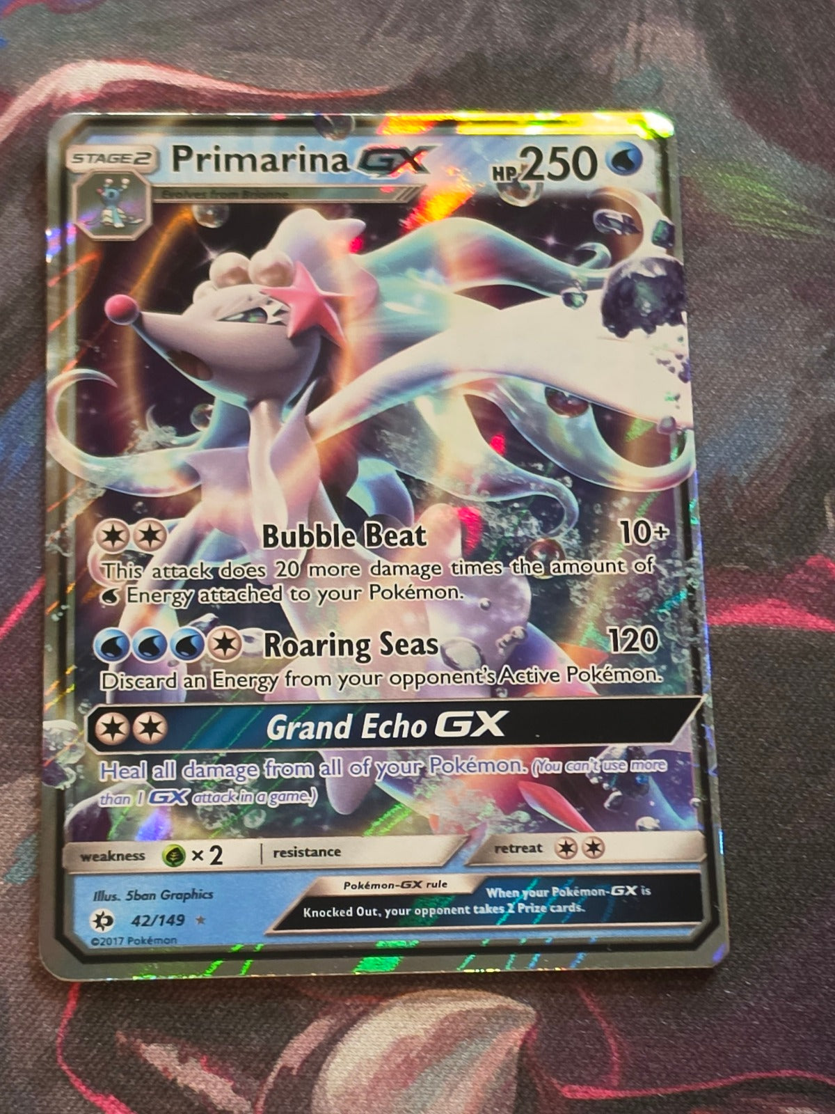 Primarina GX - 42/149 - SM Base Set - Ultra Rare - NM - Pokemon