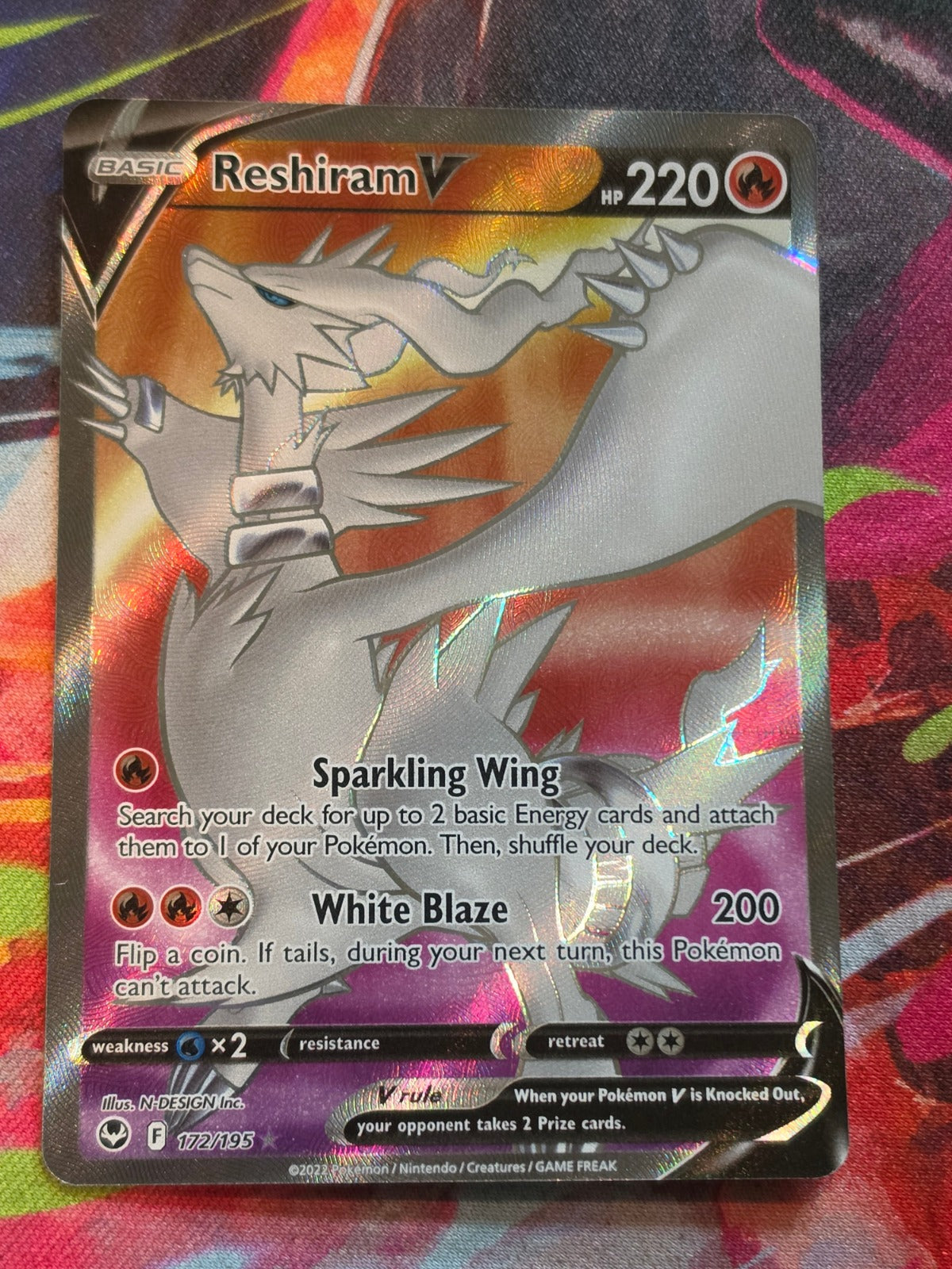 Reshiram V (Full Art) Ultra Rare SWSH12: Silver Tempest 172/195 NM Pokemon