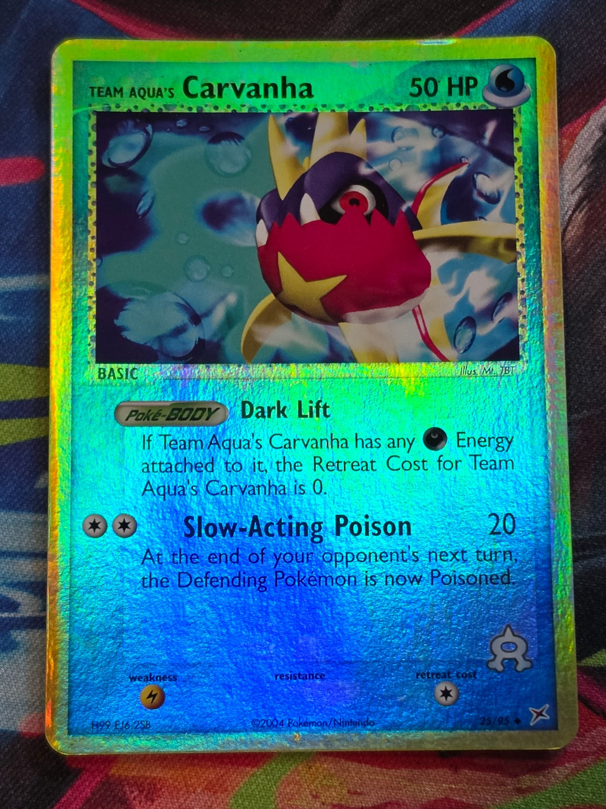 Team Aqua's Carvanha Uncommon Reverse Holo EX Team Magma vs Team Aqua 25/95 LP Pokemon