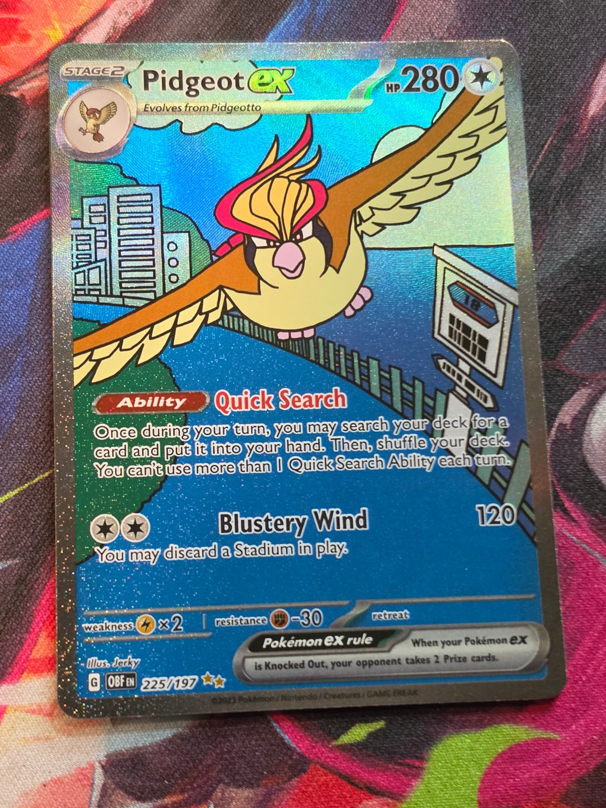 Pidgeot ex Special Illustration Rare Obsidian Flames 225/197 NM Pokemon