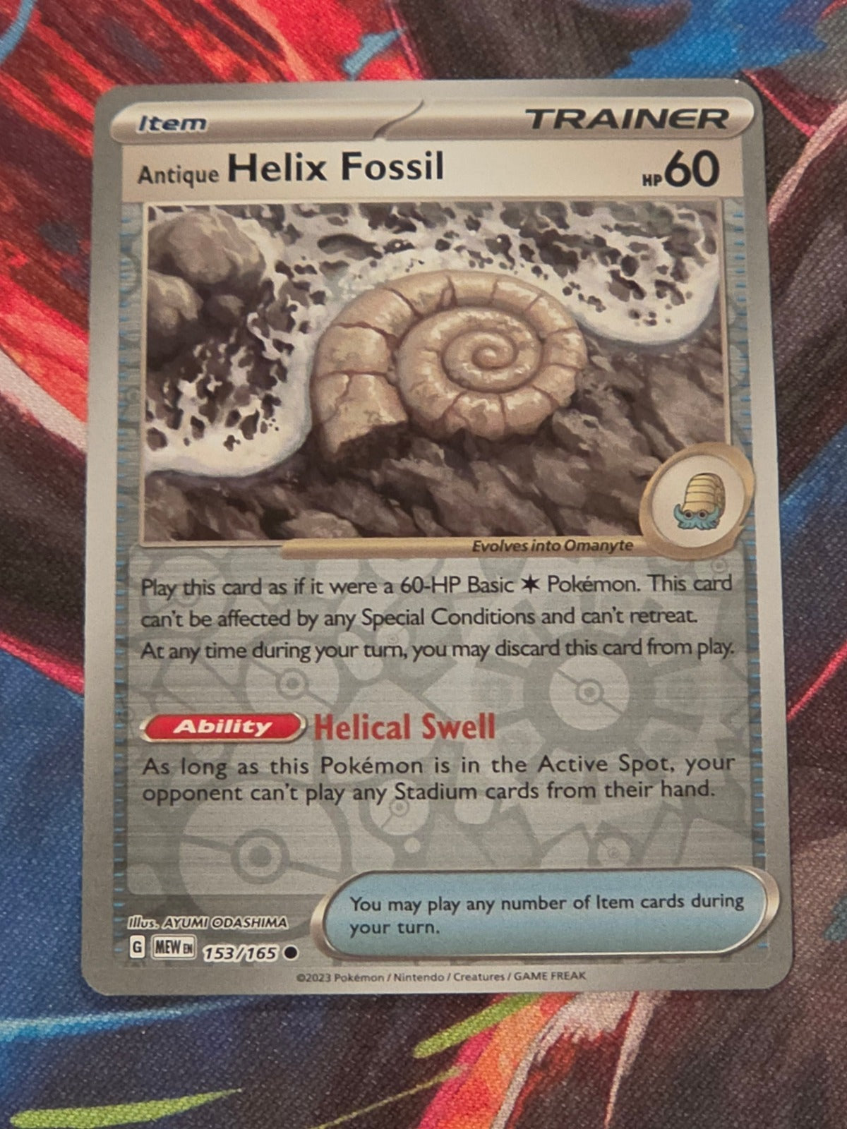 Antique Helix Fossil - 153/165 - SV: Scarlet & Violet 151 - Common - Reverse Holo - NM Pokemon