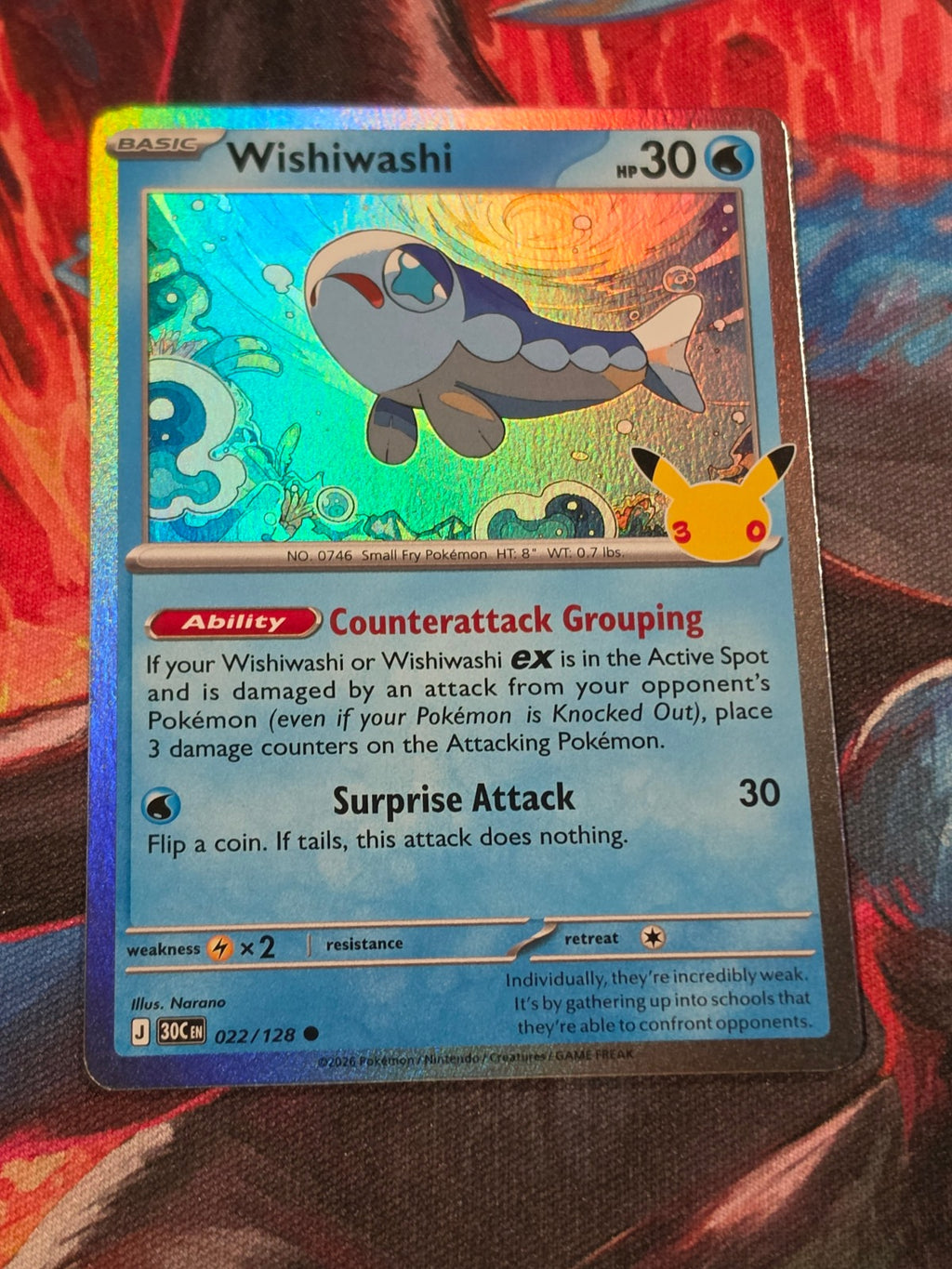 Wishiwashi - 022/128 - ME: 30th Celebration - Common - NM - Pokemon