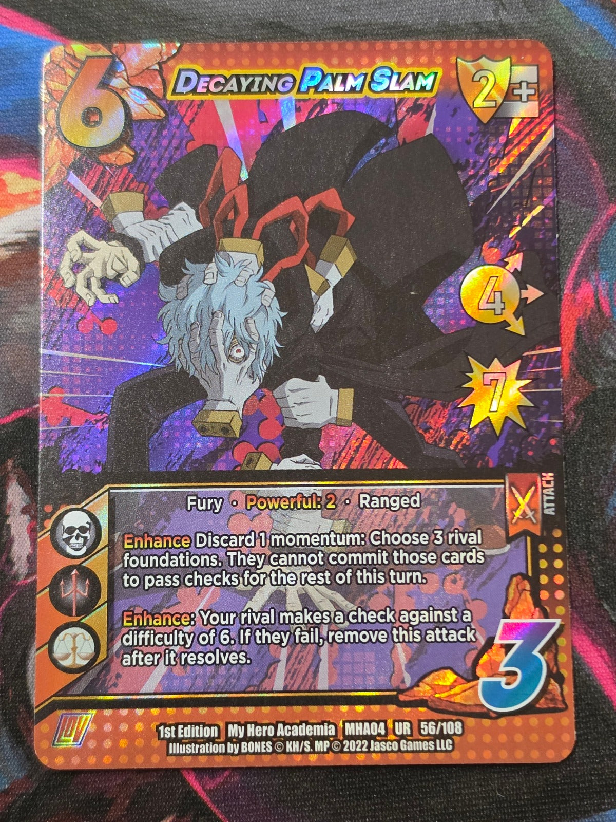 Decaying Palm Slam (XR) Ultra Rare Extra Rare My Hero Academia: League of Villains 056/108 Unlimited Foil NM UniVersus