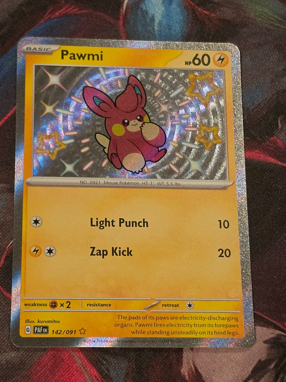Pawmi Shiny Rare Paldean Fates 142/091 NM Pokemon
