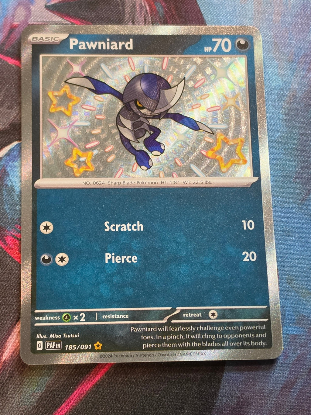 Pawniard Shiny Rare Paldean Fates 185/091 NM Pokemon