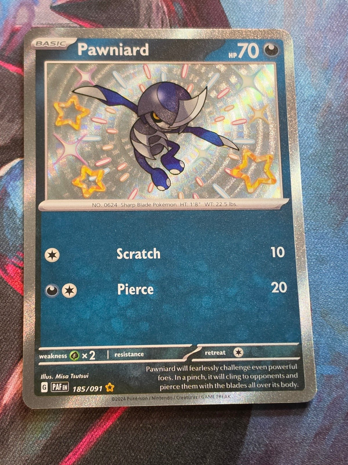 Pawniard Shiny Rare Paldean Fates 185/091 NM Pokemon