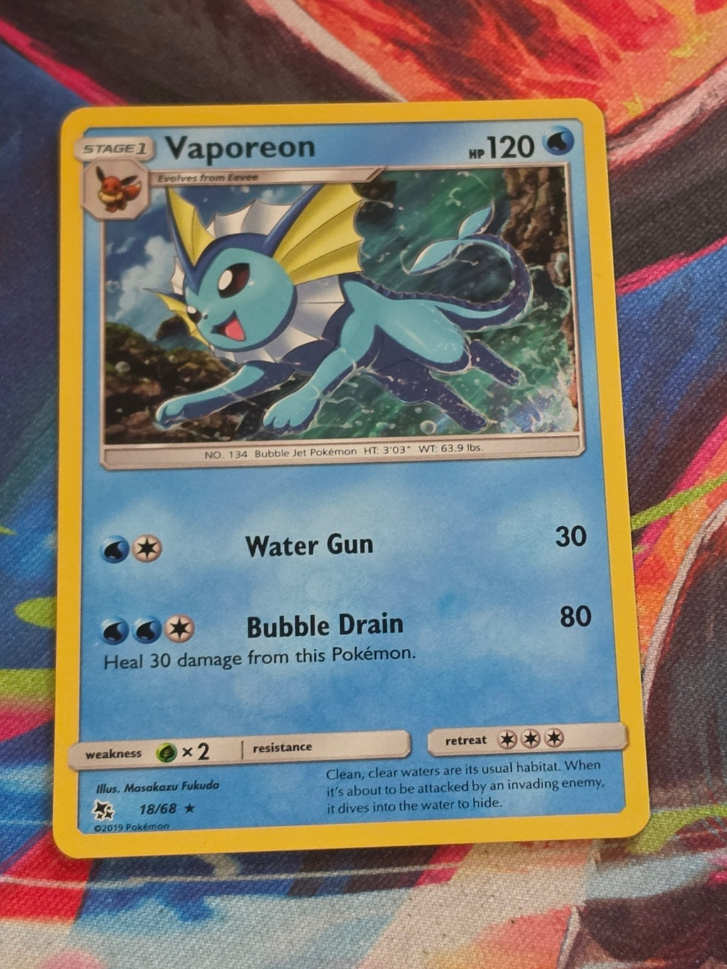 Vaporeon Holo Rare Hidden Fates 18/68 NM Pokemon