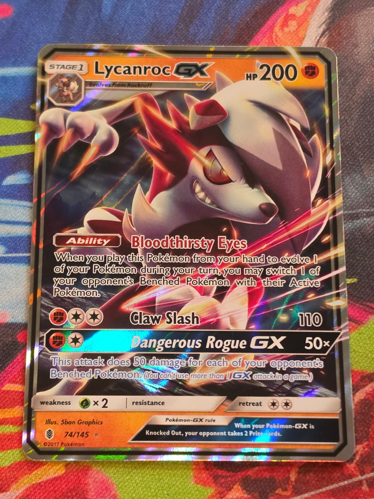 Lycanroc GX - 74/145 - SM - Guardians Rising - Ultra Rare - LP - Pokemon