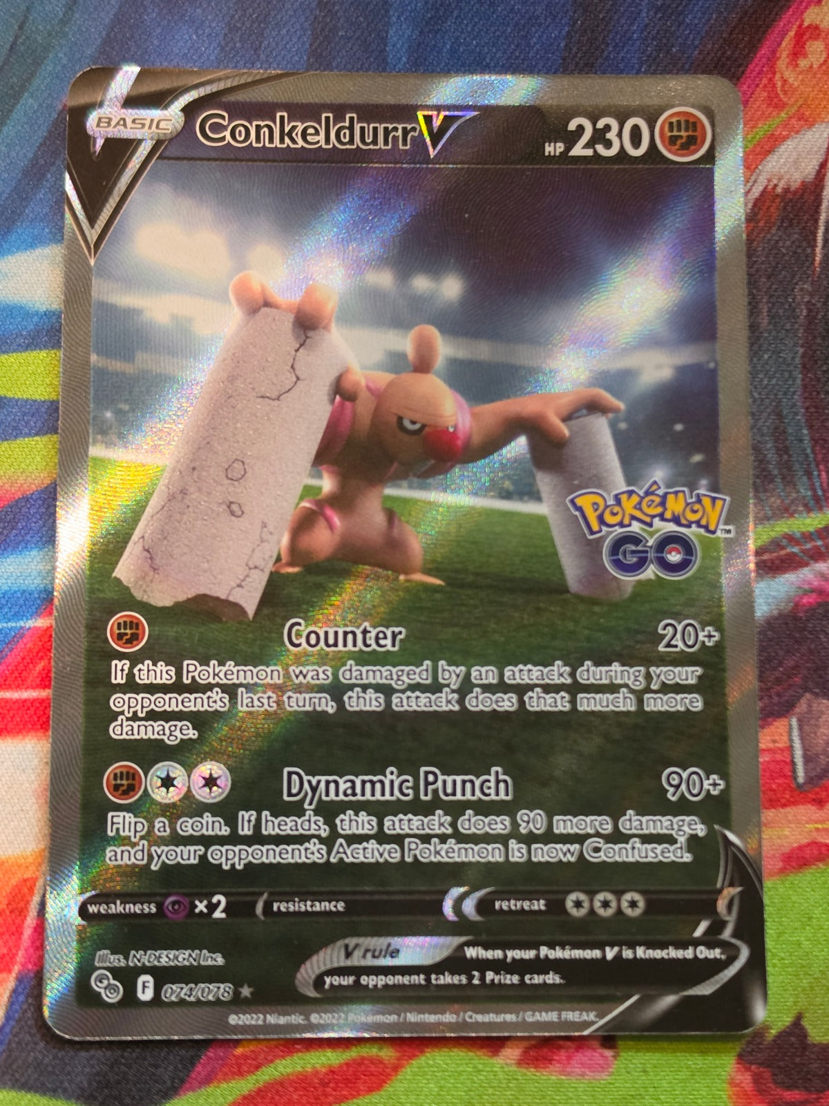 Conkeldurr V (Alternate Full Art) Ultra Rare Pokemon GO 074/078 NM Pokemon