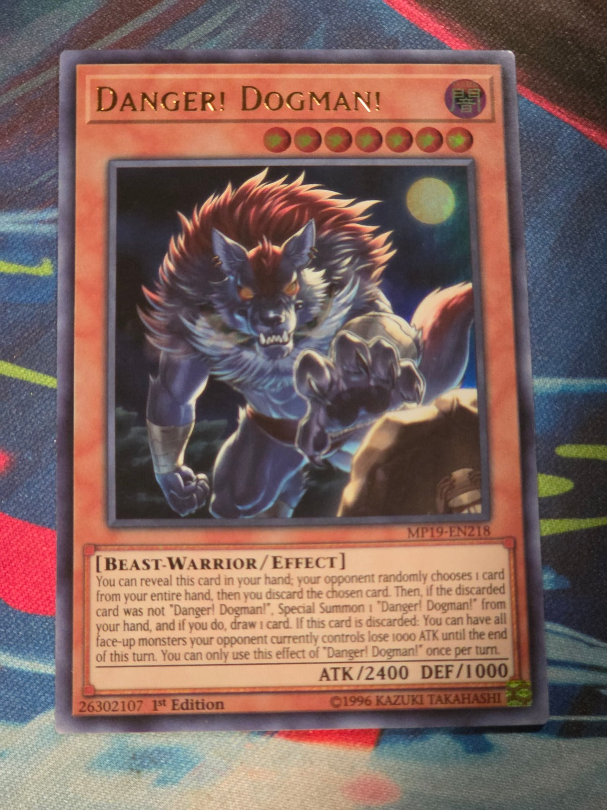 Danger! Dogman! Ultra Rare 2019 Gold Sarcophagus Tin Mega Pack MP19-EN218 1st Edition LP Yu-Gi-Oh!
