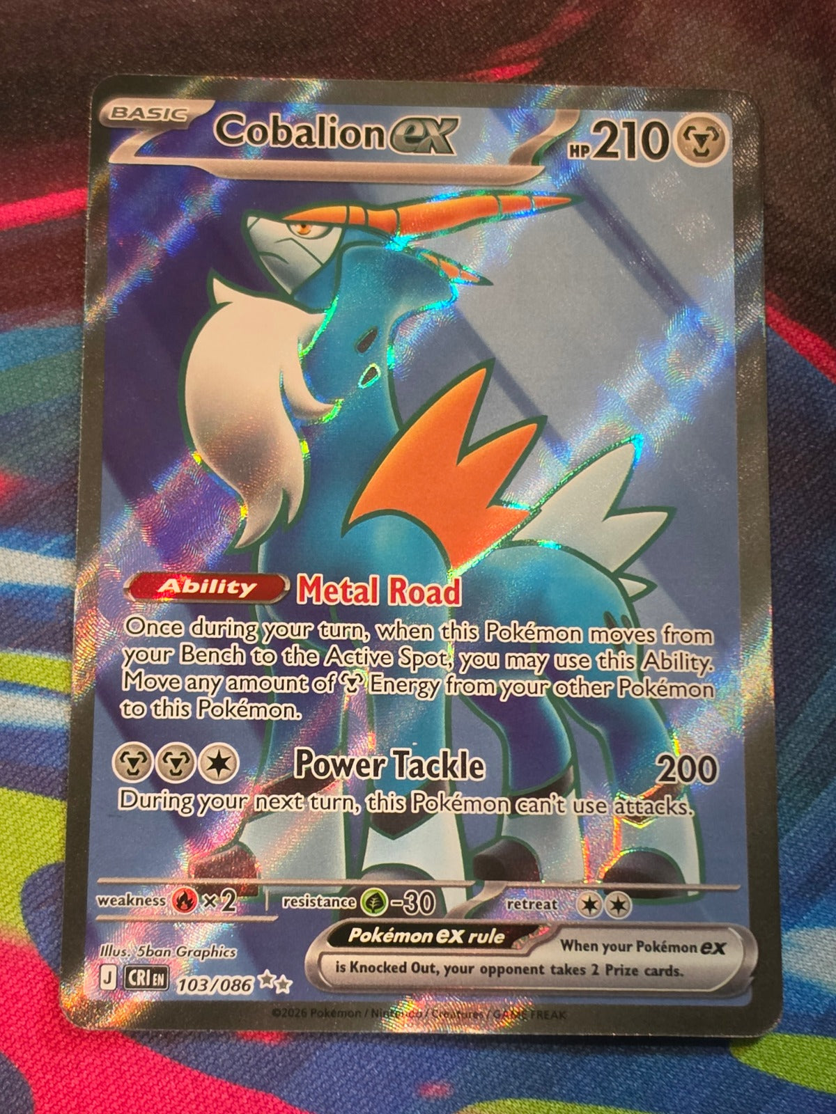 Cobalion ex Ultra Rare Chaos Rising 103/086 NM Pokemon