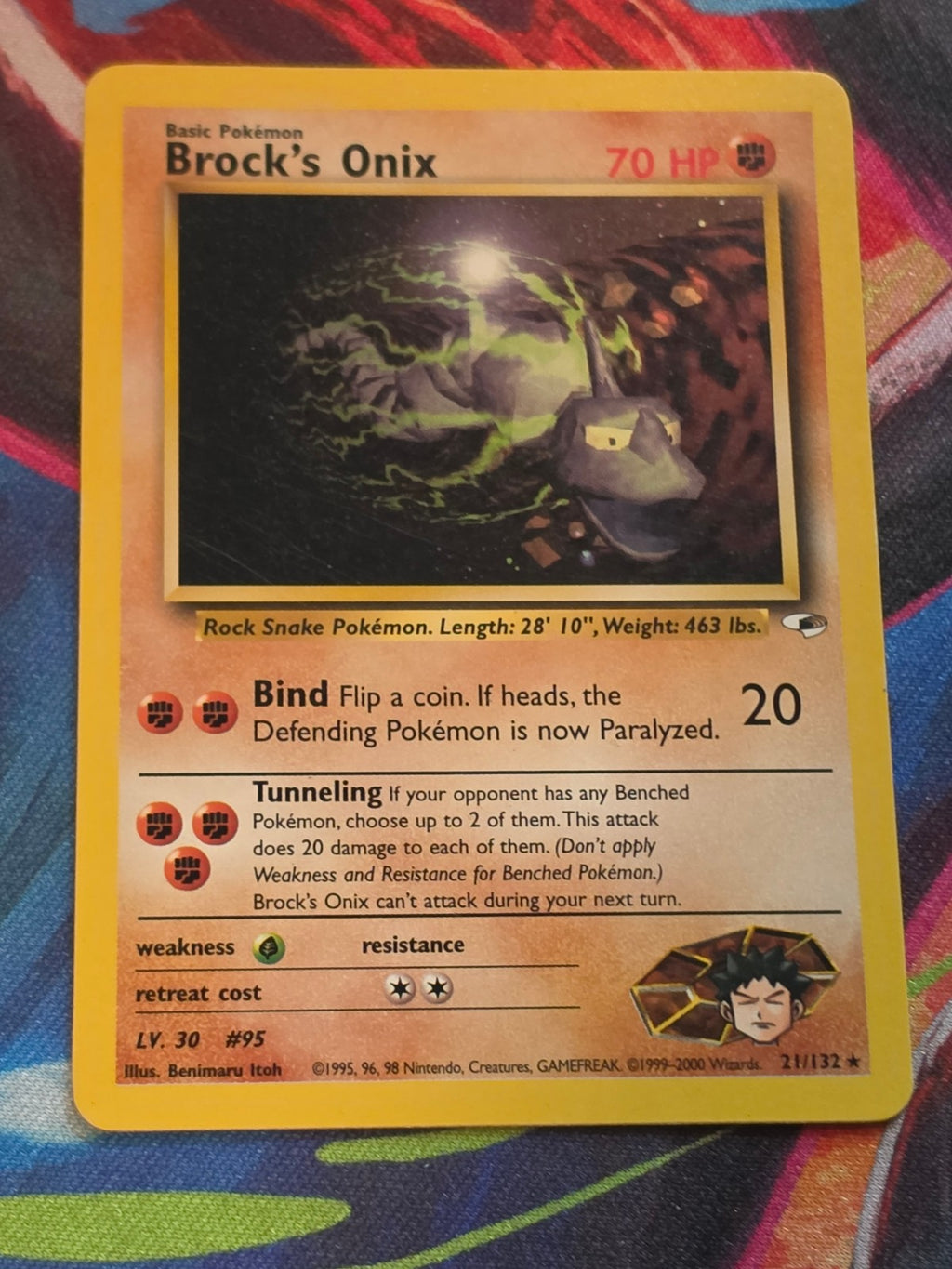 Brock's Onix (21) Unlimited Rare Gym Heroes 021/132 NM-/LP+ Pokemon